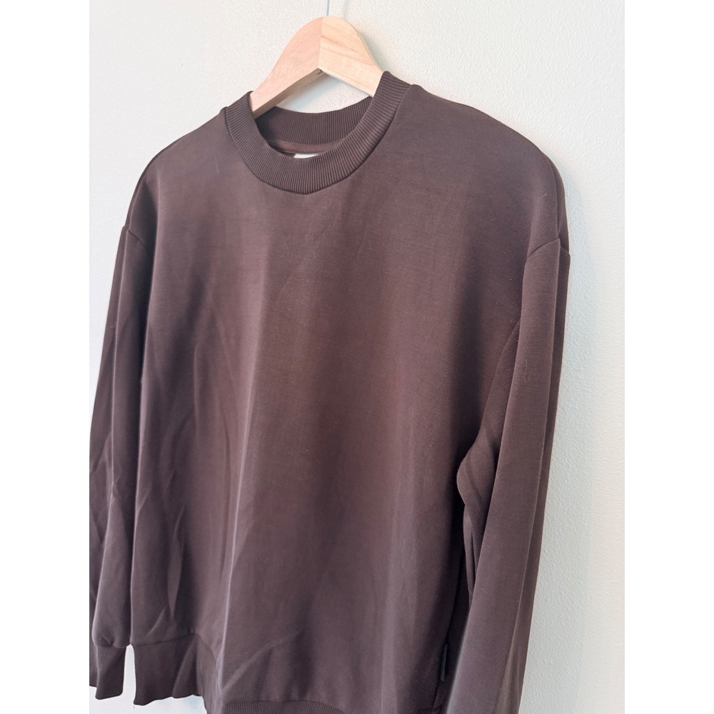 Varley Gabriella DoubleSoft Crewneck Sweatshirt Chocolate Brown XS Cozy - Picture 5 of 11
